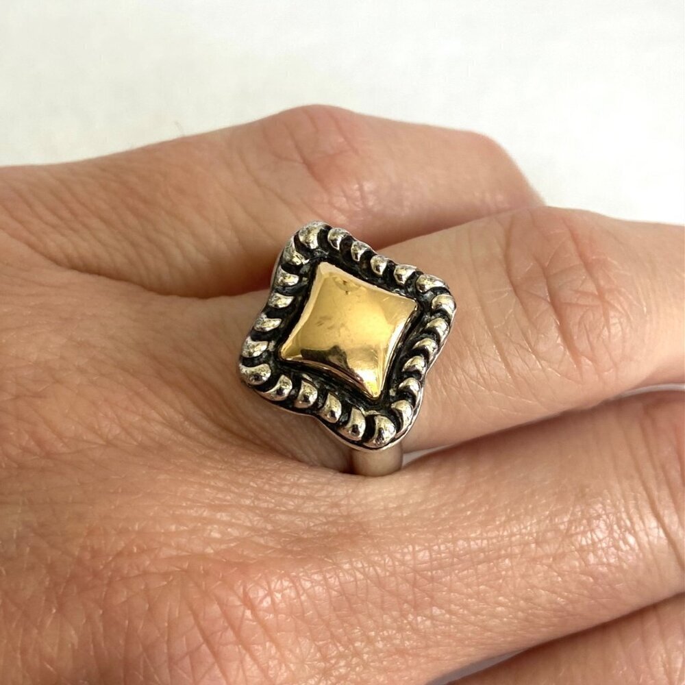 Joseph Esposito Sterling Silver 925 14K Yellow Gold Mixed Metal Ring Sz 6.75 - Picture 16 of 16